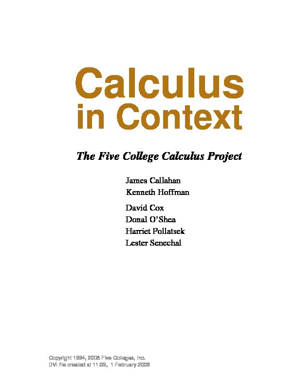 [PDF] The Five College Calculus Project - Mathematics & Statistics  Smith