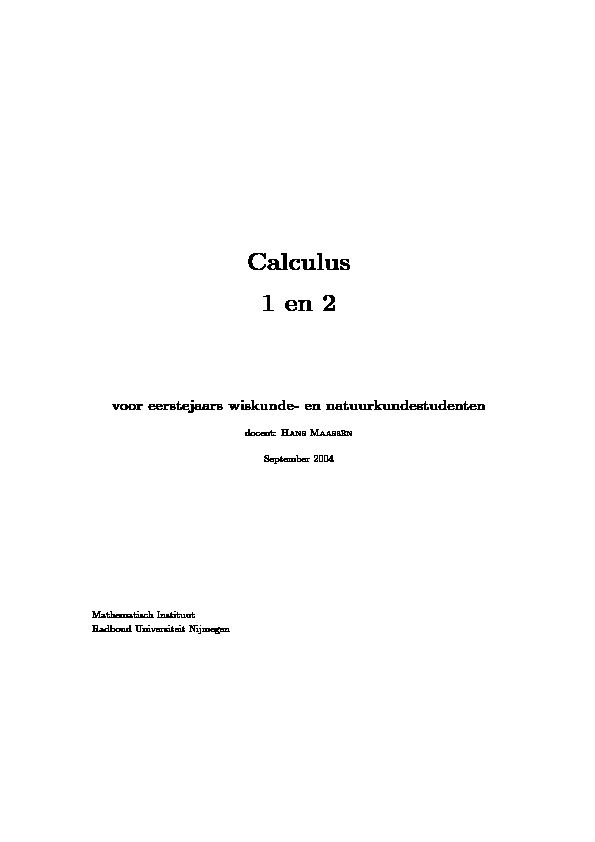Calculus 1 en 2