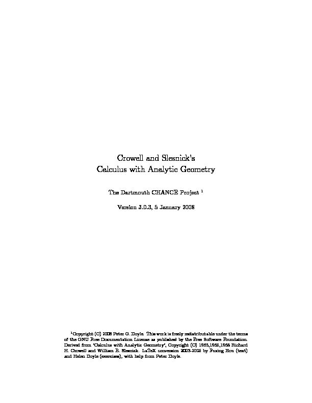 [PDF] Crowell and Slesnicks Calculus with Analytic Geometry