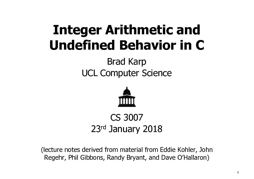[PDF] Integer Arithmetic and Undefined Behavior in C