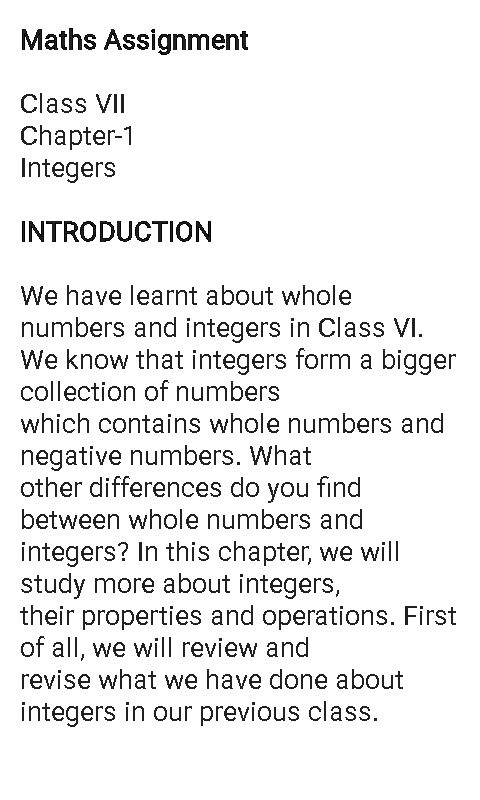 [PDF] Maths Assignment Class VII Chapter-1 Integers INTRODUCTION