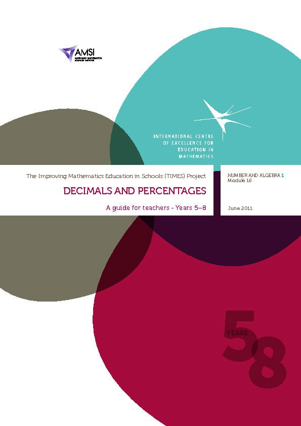 [PDF] DECIMALS AND PERCENTAGES - Australian Mathematical