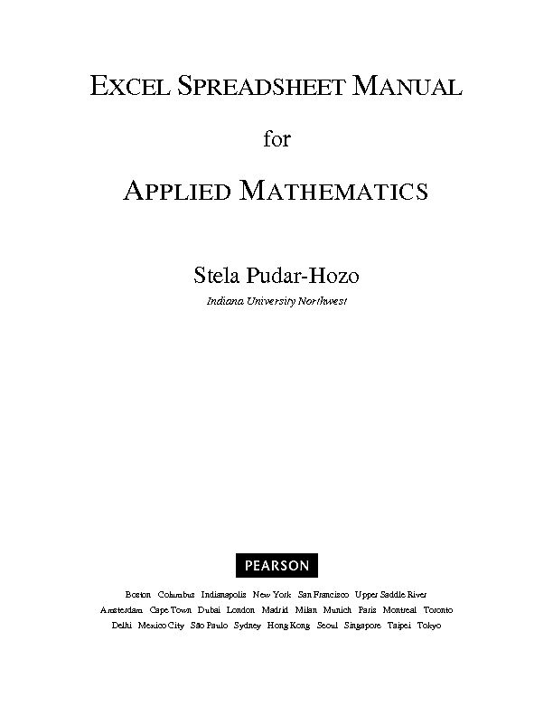 [PDF] EXCEL SPREADSHEET MANUAL for APPLIED MATHEMATICS