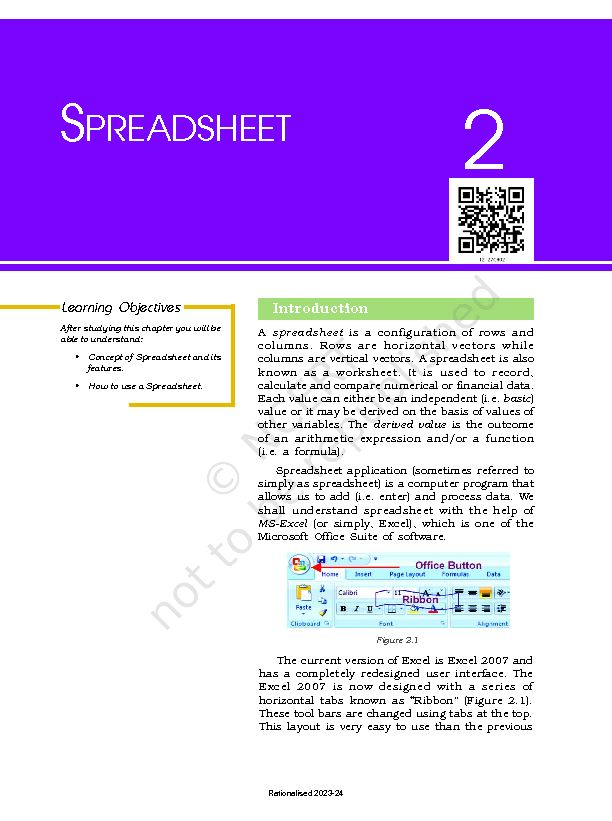 [PDF] SPREADSHEET - NCERT