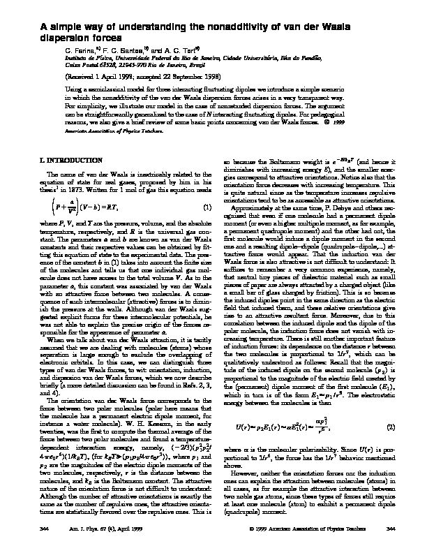 [PDF] A simple way of understanding the nonadditivity of van der Waals