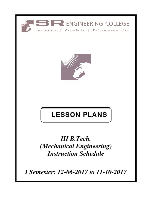[PDF] LESSON PLANS III BTech (Mechanical Engineering) Instruction