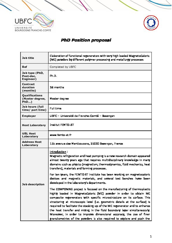 [PDF] PhD Position proposal - Université Bourgogne Franche-Comté