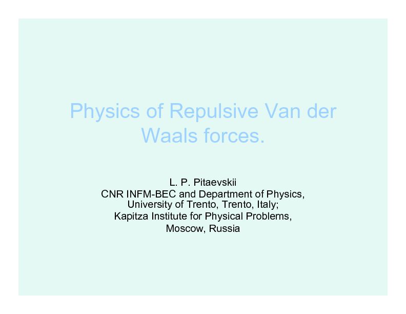 [PDF] Physics of Repulsive Van der Waals forces