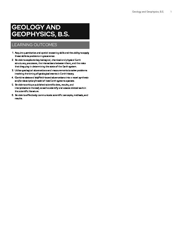 [PDF] Geology and Geophysics, BS - Guide