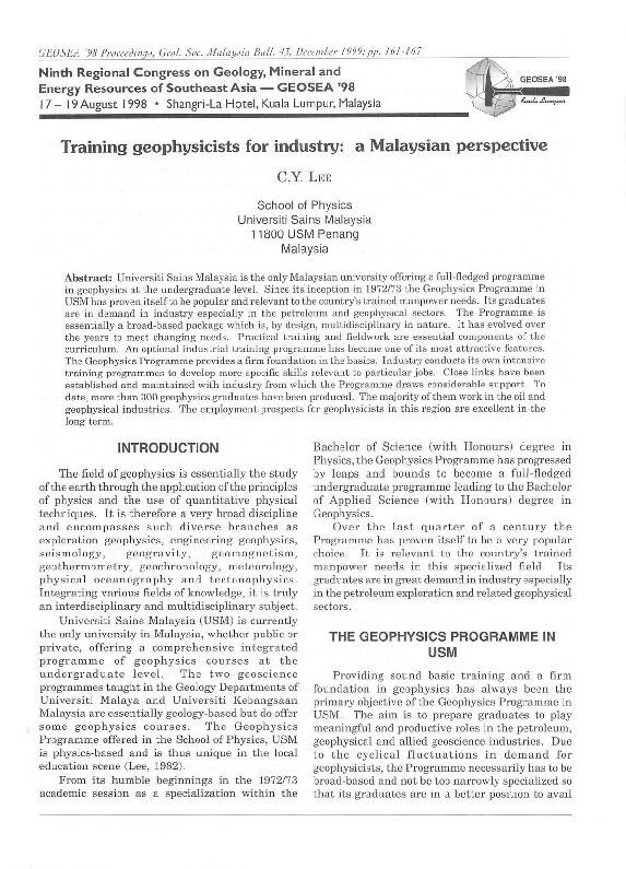 [PDF] Training geophysicists for industry: a Malaysian perspective