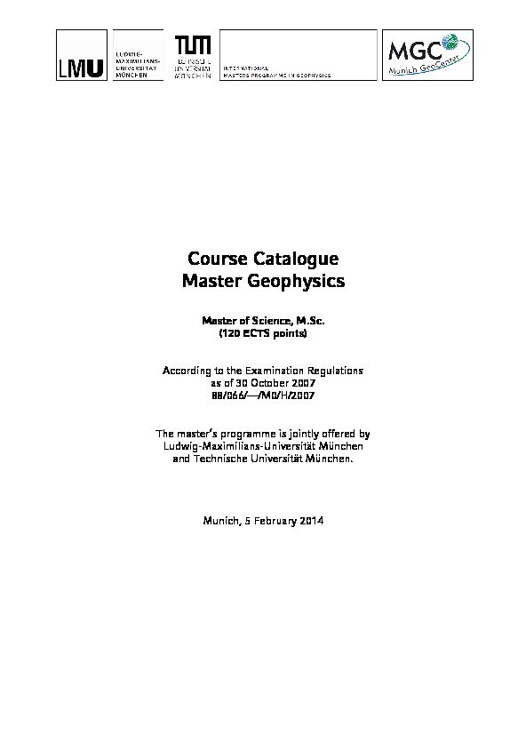 [PDF] Course Catalogue - Master Geophysics