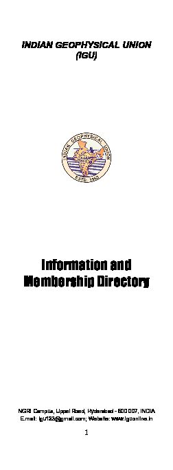 Information and Membership Directory - Indian Geophysical Union