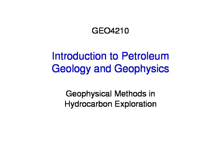 [PDF] Introduction to Petroleum Geology and Geophysics - UiO