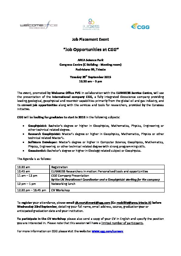 [PDF] “Job Opportunities at CGG” - UP FAMNIT