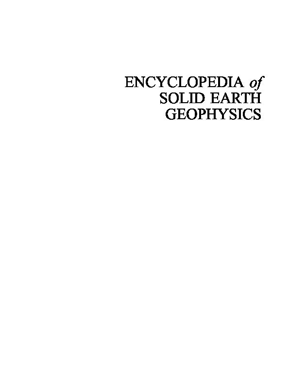 ENCYCLOPEDIA of SOLID EARTH GEOPHYSICS - Springer