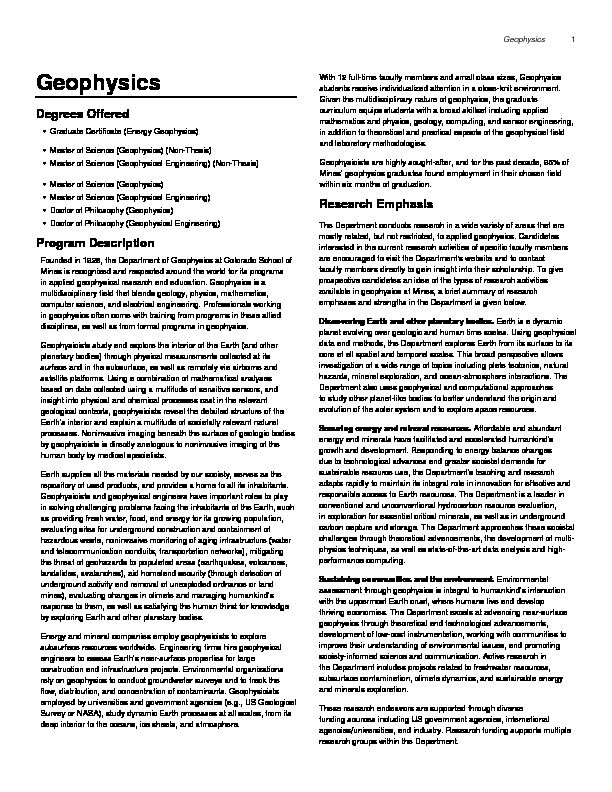 [PDF] Geophysics - Mines Catalog