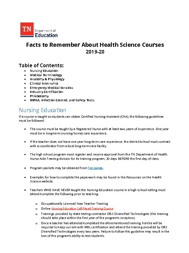 [PDF] Facts to Remember About Health Science Courses Nursing Education
