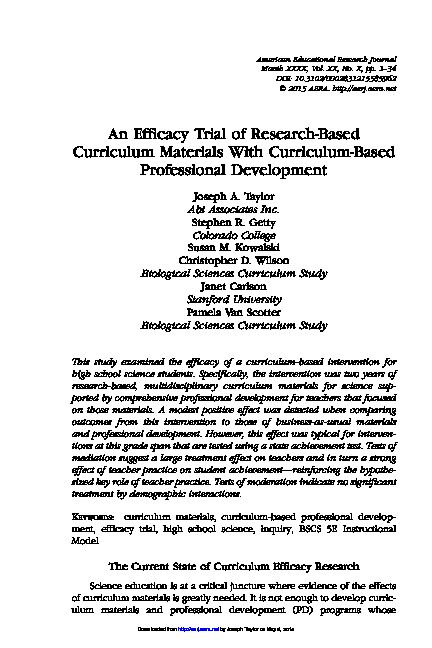 An Efficacy Trial of Research-Based Curriculum Materials With