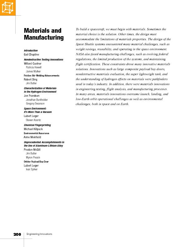 Materials and Manufacturing - NASA
