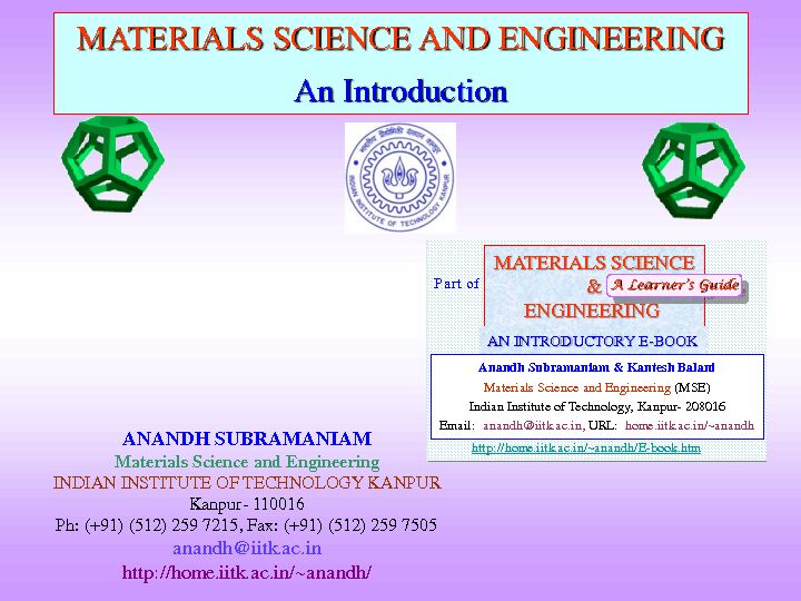 MATERIALS SCIENCE AND ENGINEERING An Introduction
