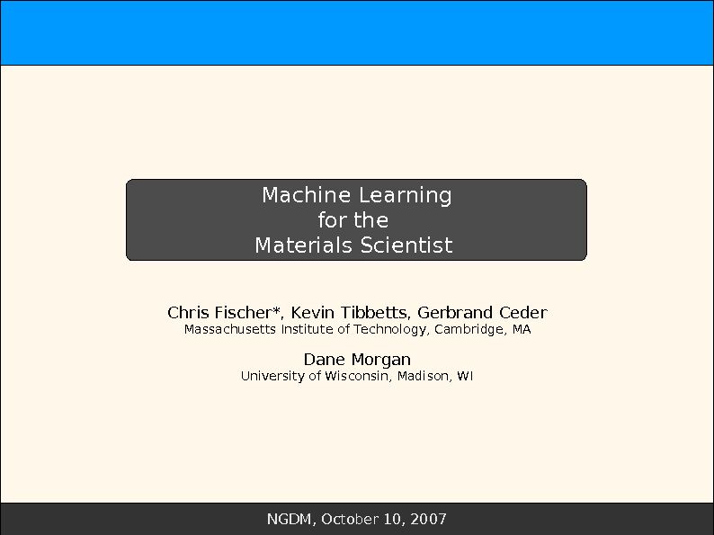 Machine Learning for the Materials Scientist