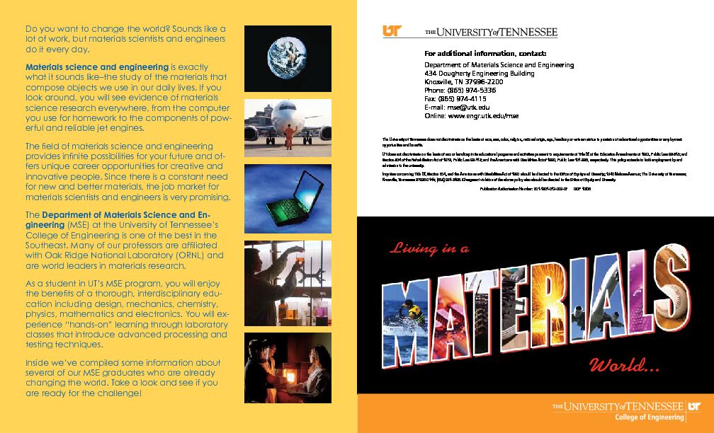 [PDF] Materials Science and Engineering Careers Brochure