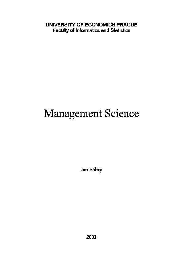 [PDF] Management Science - Jan Fábry
