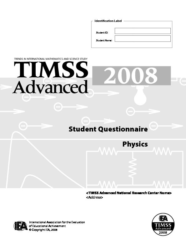 [PDF] Student Questionnaire Physics - TIMSS and PIRLS