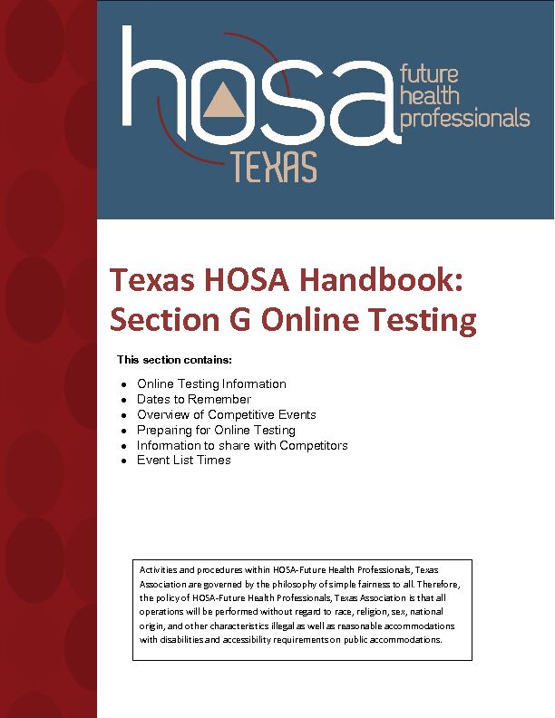 [PDF] Texas HOSA Handbook: Section G Online Testing