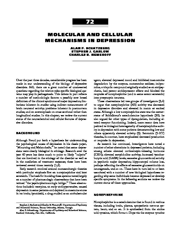[PDF] MOLECULAR AND CELLULAR MECHANISMS IN DEPRESSION