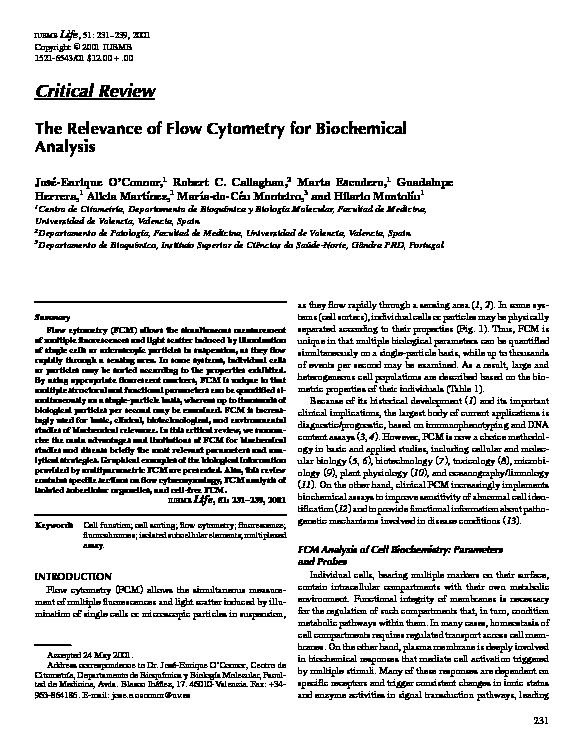 [PDF] The Relevance of Flow Cytometry for Biochemical Analysis