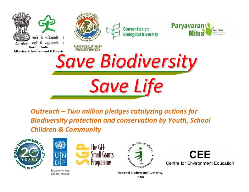 [PDF] Save Biodiversity Save Life - Paryavaran Mitra