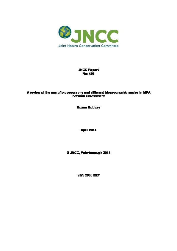 [PDF] JNCC Report No: 496 - A review of the use of biogeography and