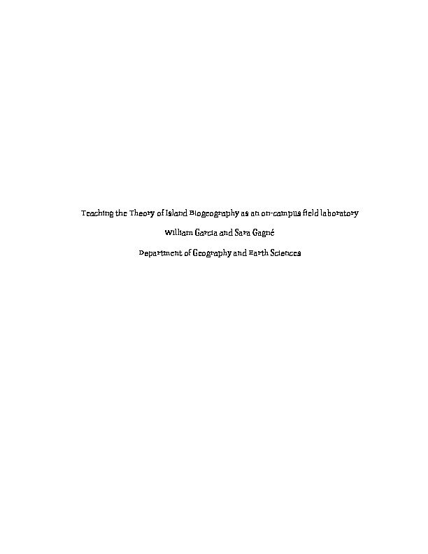 [PDF] IslandBiogeography - The Center for Teaching and Learning - UNC