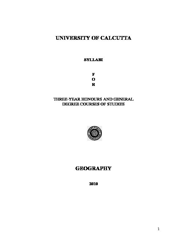 [PDF] UNIVERSITY OF CALCUTTA GEOGRAPHY