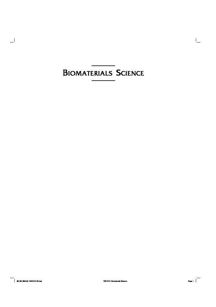 BIOMATERIALS SCIENCE - Elsevier