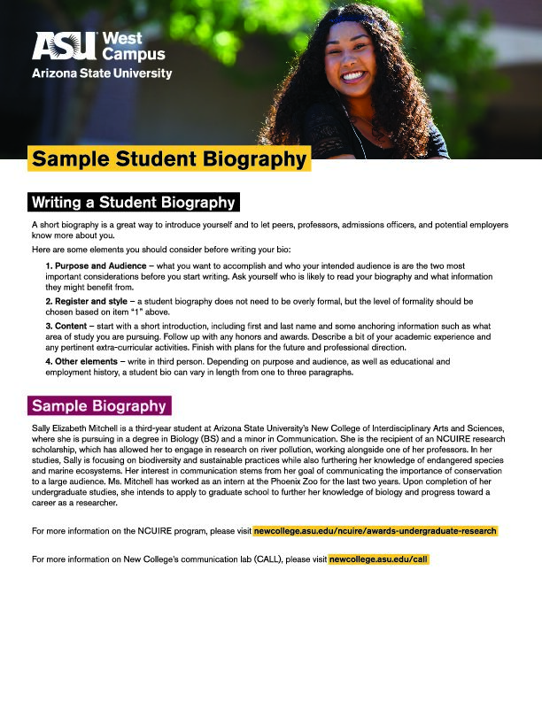 Sample Student Biography