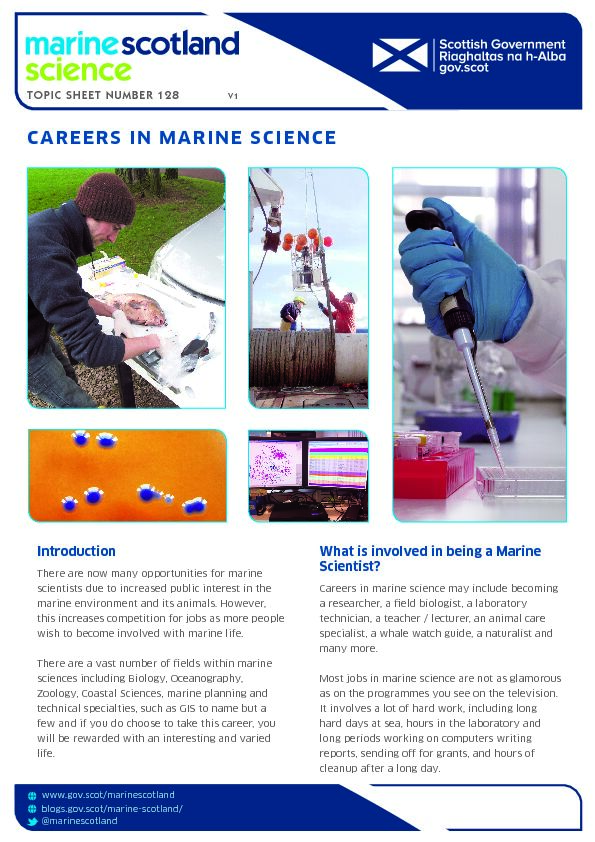 CAREERS IN MARINE SCIENCE - The Scottish Government