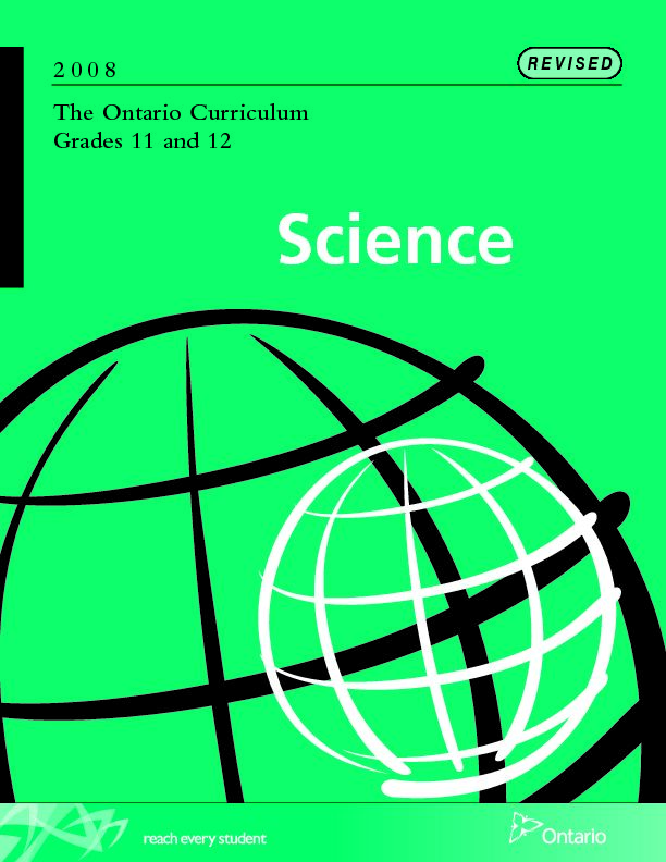The Ontario Curriculum, Grades 11 and 12: Science, 2008 (revised)
