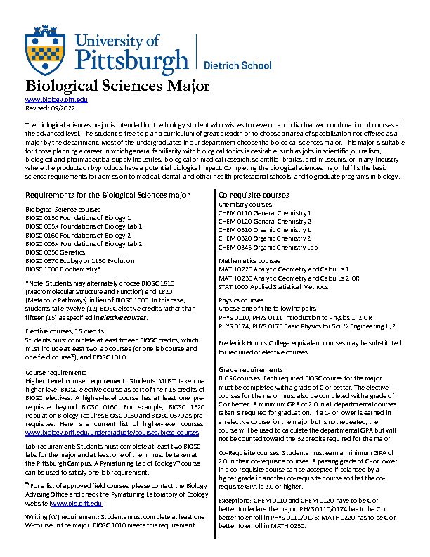 Biological Sciences Major