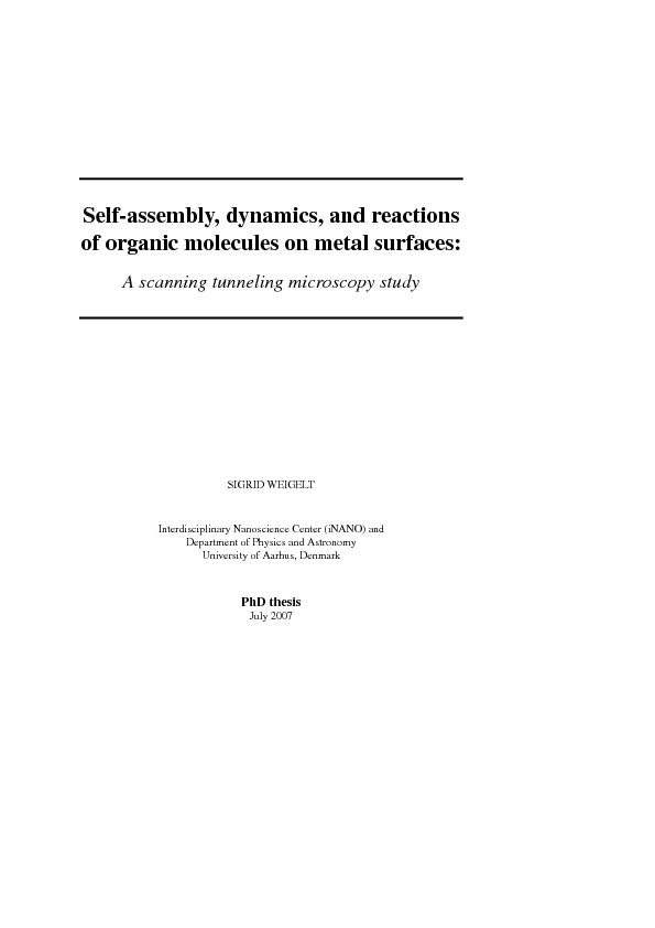 [PDF] Self-assembly, dynamics, and reactions of organic molecules on