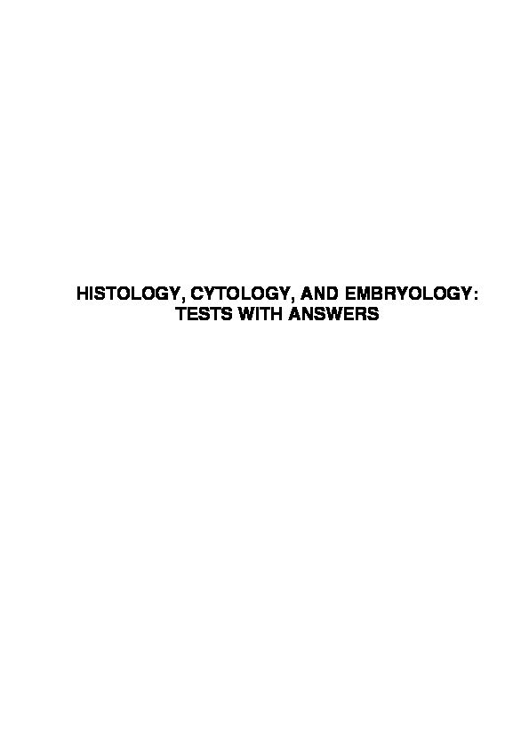 [PDF] HISTOLOGY, CYTOLOGY, AND EMBRYOLOGY: TESTS WITH
