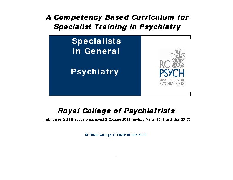 [PDF] Specialists in General Psychiatry - Royal College of Psychiatrists