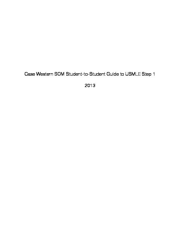 [PDF] Case Western SOM Student-to-Student Guide to USMLE Step 1 2013