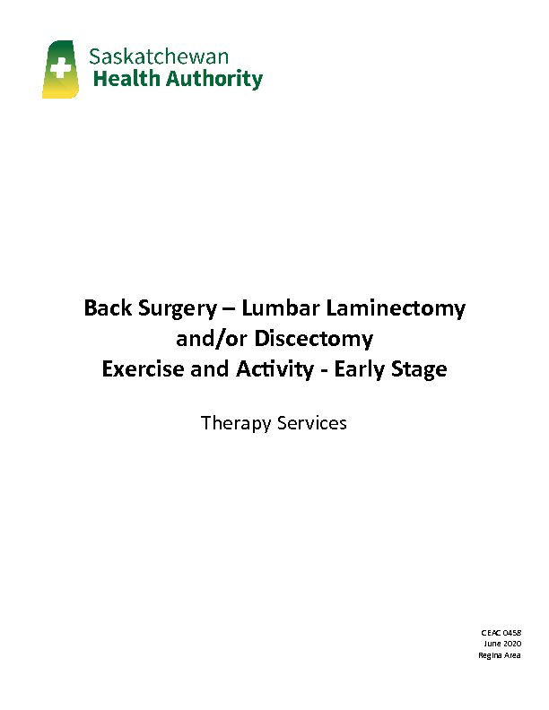 [PDF] Back Surgery – Lumbar Laminectomy and/or Discectomy Exercise