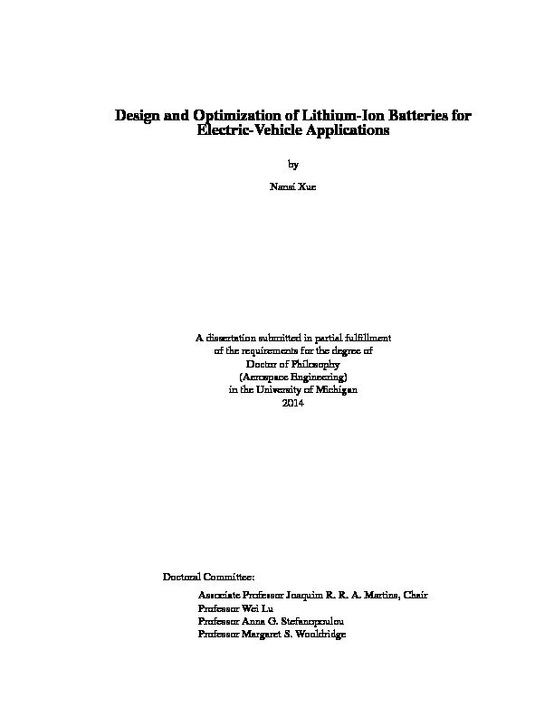[PDF] Design and Optimization of Lithium-Ion Batteries for Electric-Vehicle