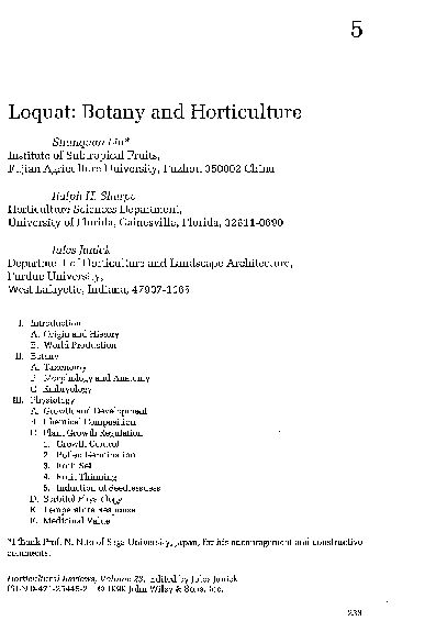 Loquat: Botany and Horticulture