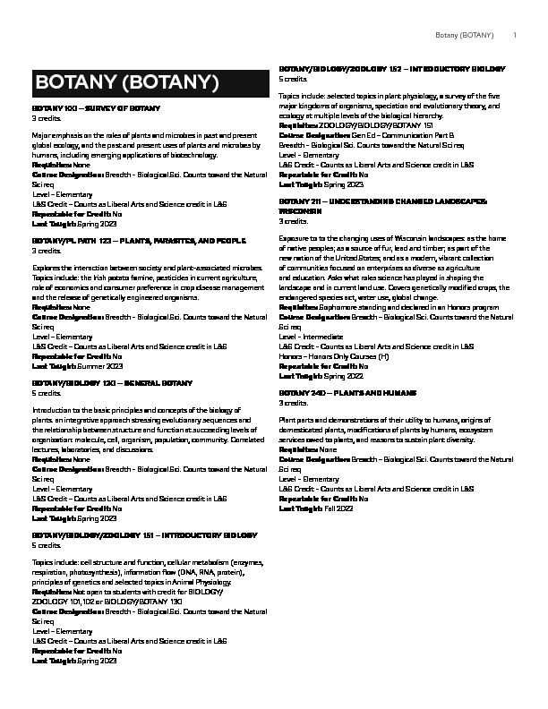 [PDF] Botany - Guide - UW-Madison