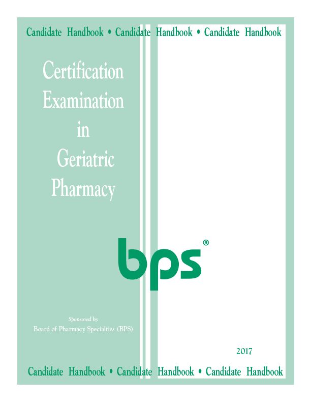 Certification Examination in Geriatric Pharmacy
