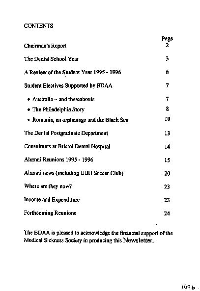 BDAA Newsletter 1996 - Bristol Dental Alumni Association